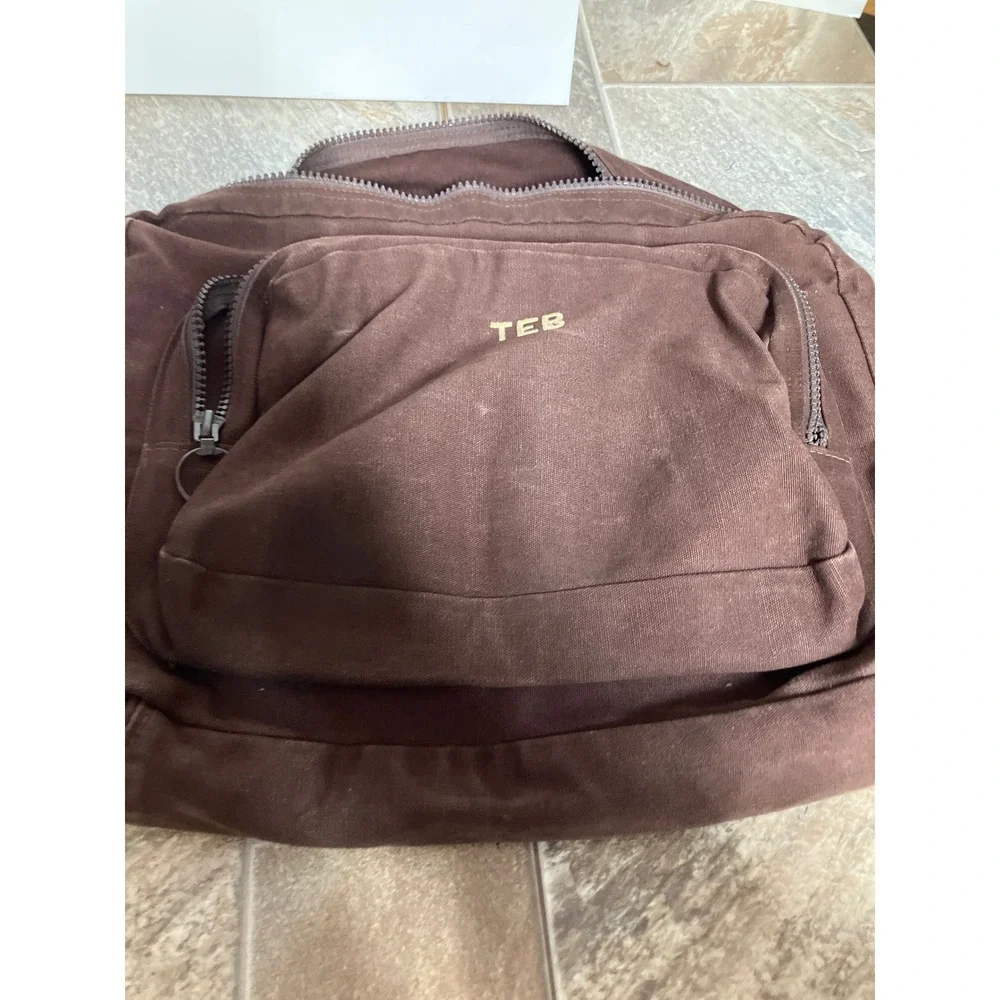 Lands End Square Rigger Vintage Brown Canvas Briefcase Laptop Bag Monogram TEB